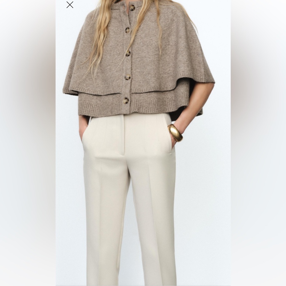 Zara Cream High-Waisted Trousers